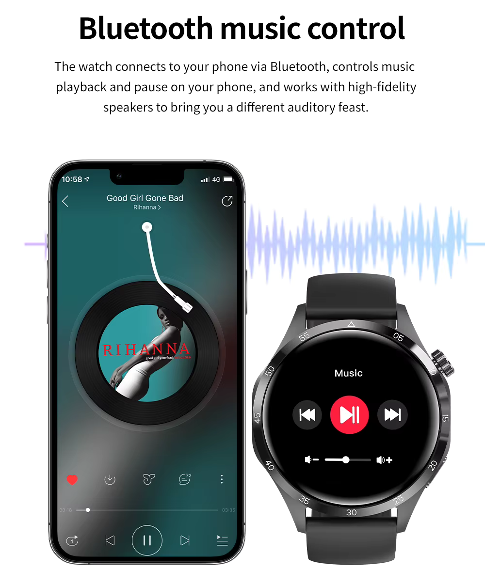 Montre connectée Smart-Life Global GT4 Pro avec écran Amoled HD+(avec troid bracelets cadaeu)