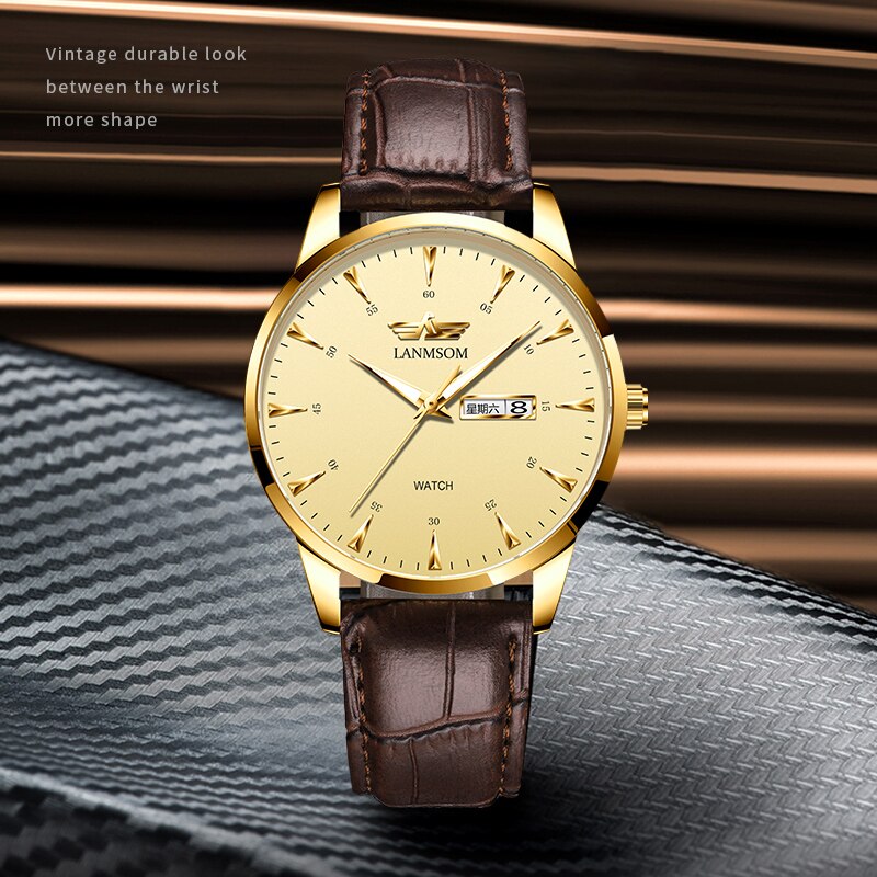 Montre Homme Quartz Étanche en Cuir - Élégance Décontractée