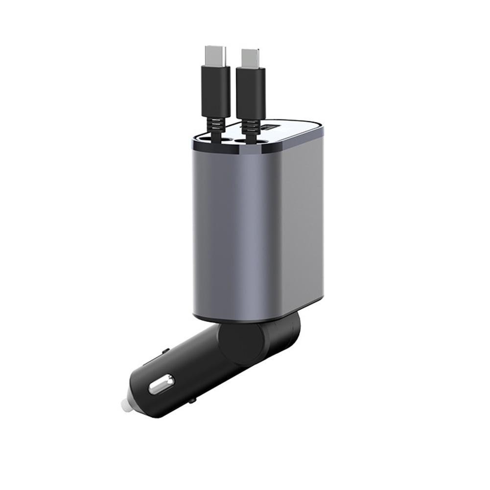Chargeur de voiture rétractable 4 en 1 120W avec USB Type C.