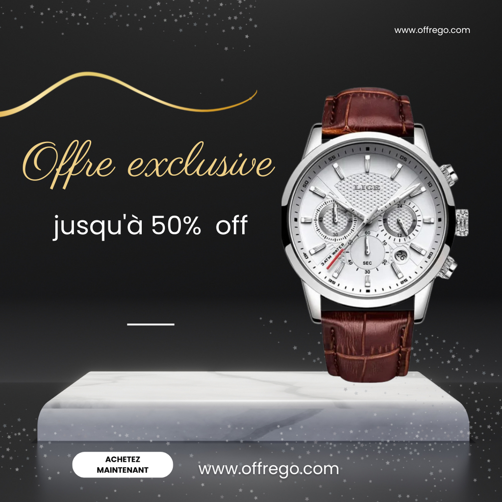 Montre chronographe à quartz en acier inoxydable LIGE