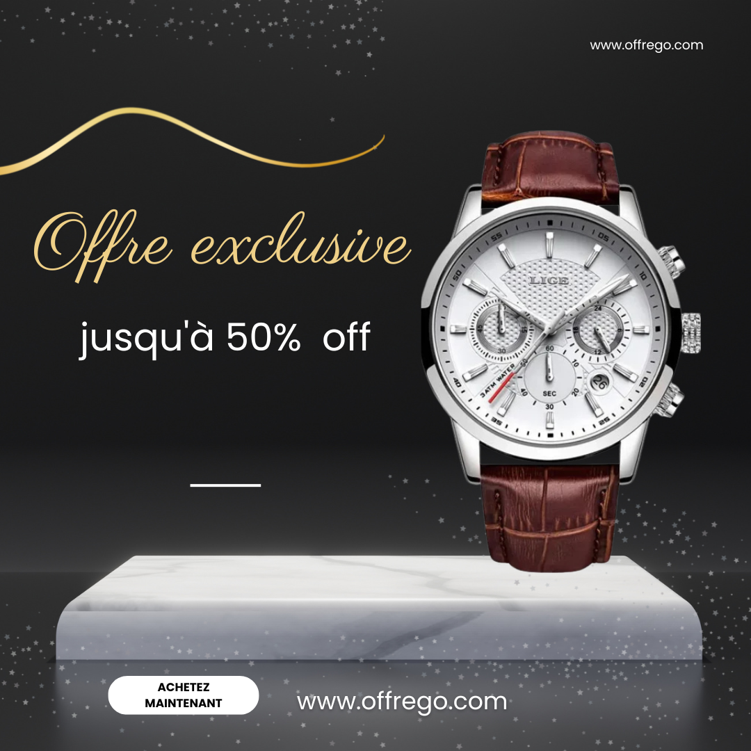 Montre chronographe à quartz en acier inoxydable LIGE