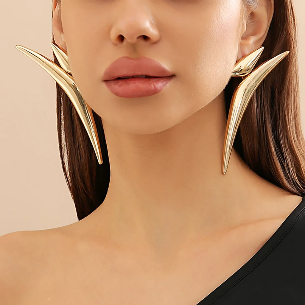 Boucles d'Oreilles Longues Géométriques pour Femmes - Bijoux de Mode Exagérés