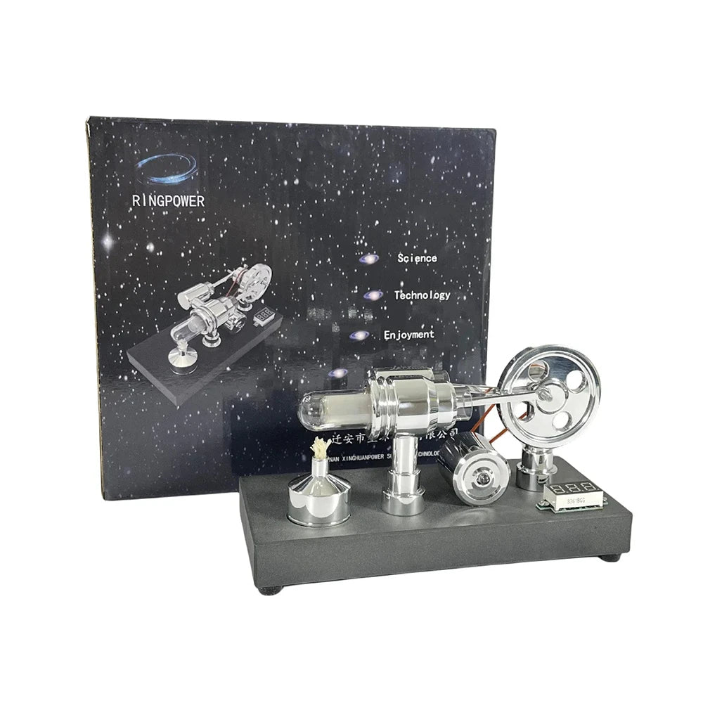 ⚙️Moteur Stirling Nikola avec voltmètre intégré et port USB