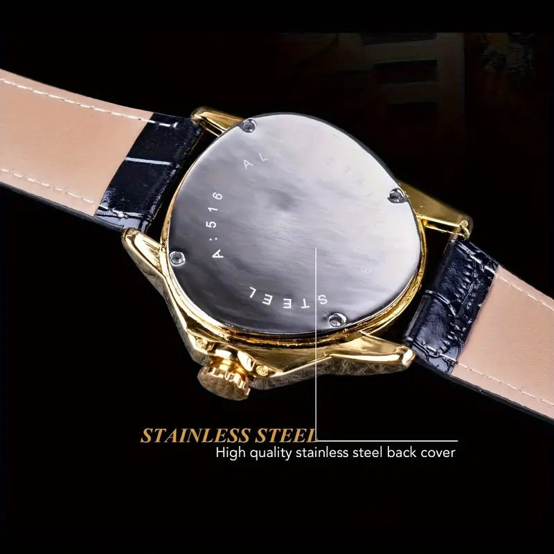 Montre Homme T-WINNER Steampunk Triangle Doré Squelette - Fusion Parfaite