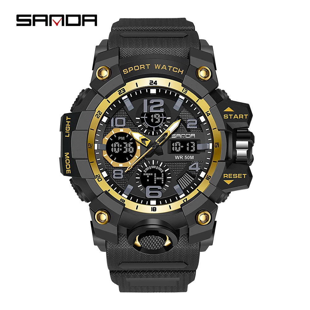 SANDA Montre-bracelet de Sport pour Homme, Étanche à Quartz, Style Militaire