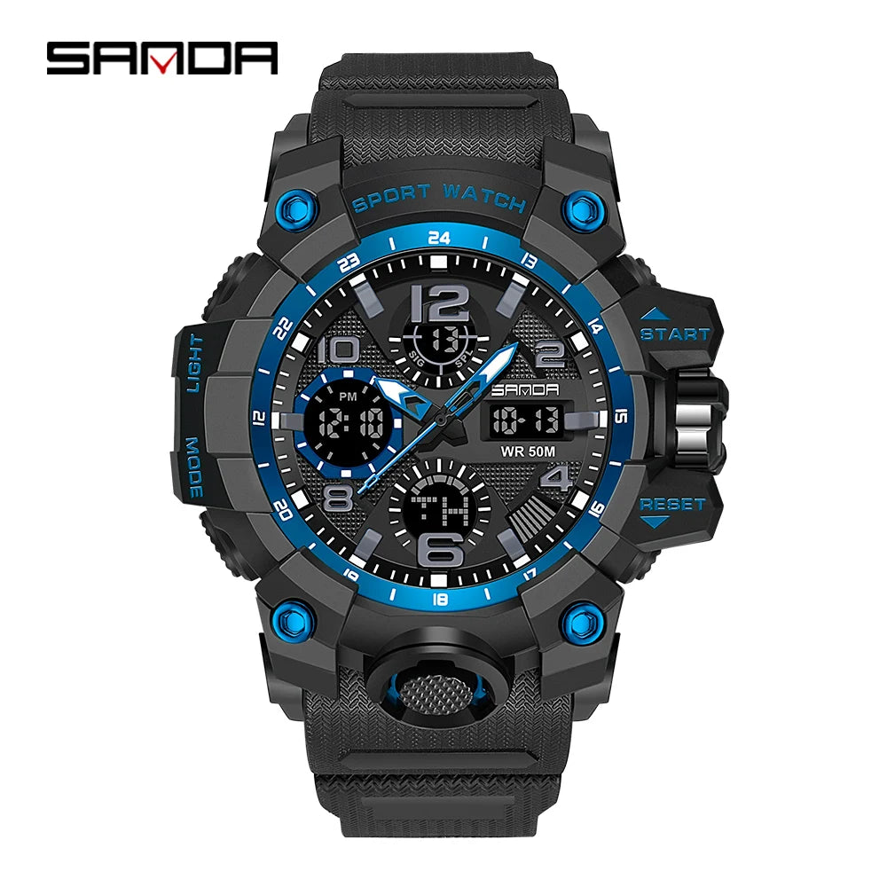 SANDA Montre-bracelet de Sport pour Homme, Étanche à Quartz, Style Militaire