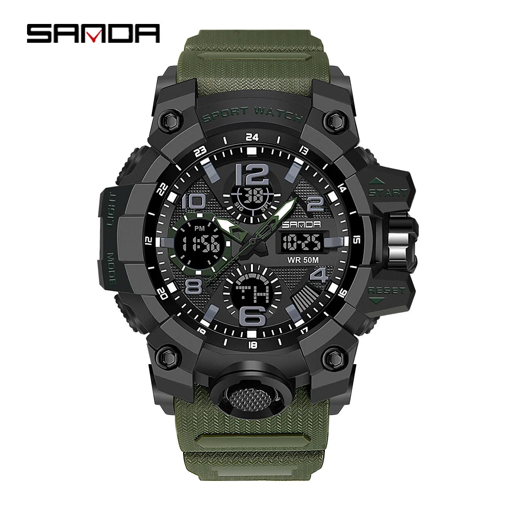 SANDA Montre-bracelet de Sport pour Homme, Étanche à Quartz, Style Militaire