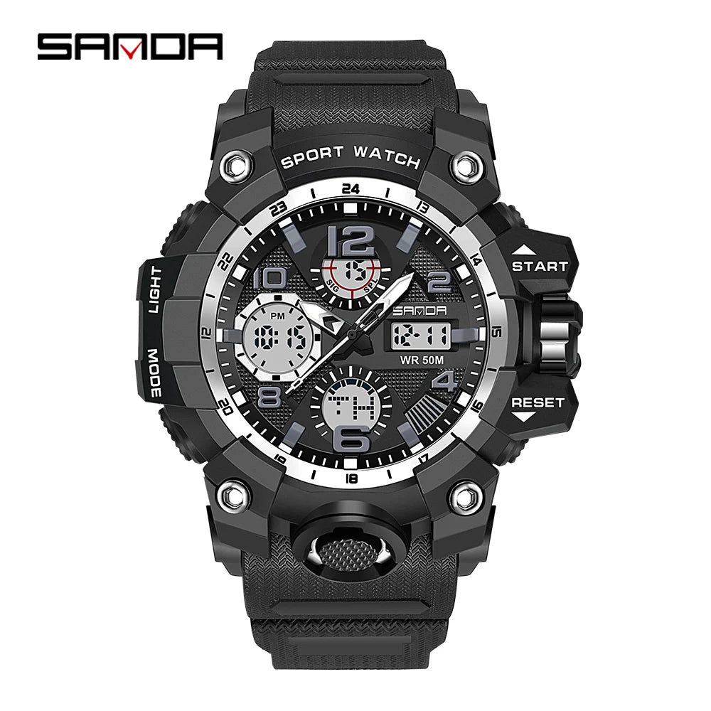 SANDA Montre-bracelet de Sport pour Homme, Étanche à Quartz, Style Militaire