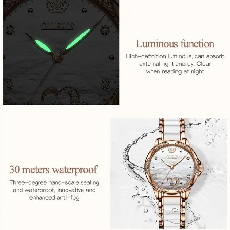 OLEVS Montres élégantes pour femmes - Montre élégante à remontage automatique - En acier inoxydable