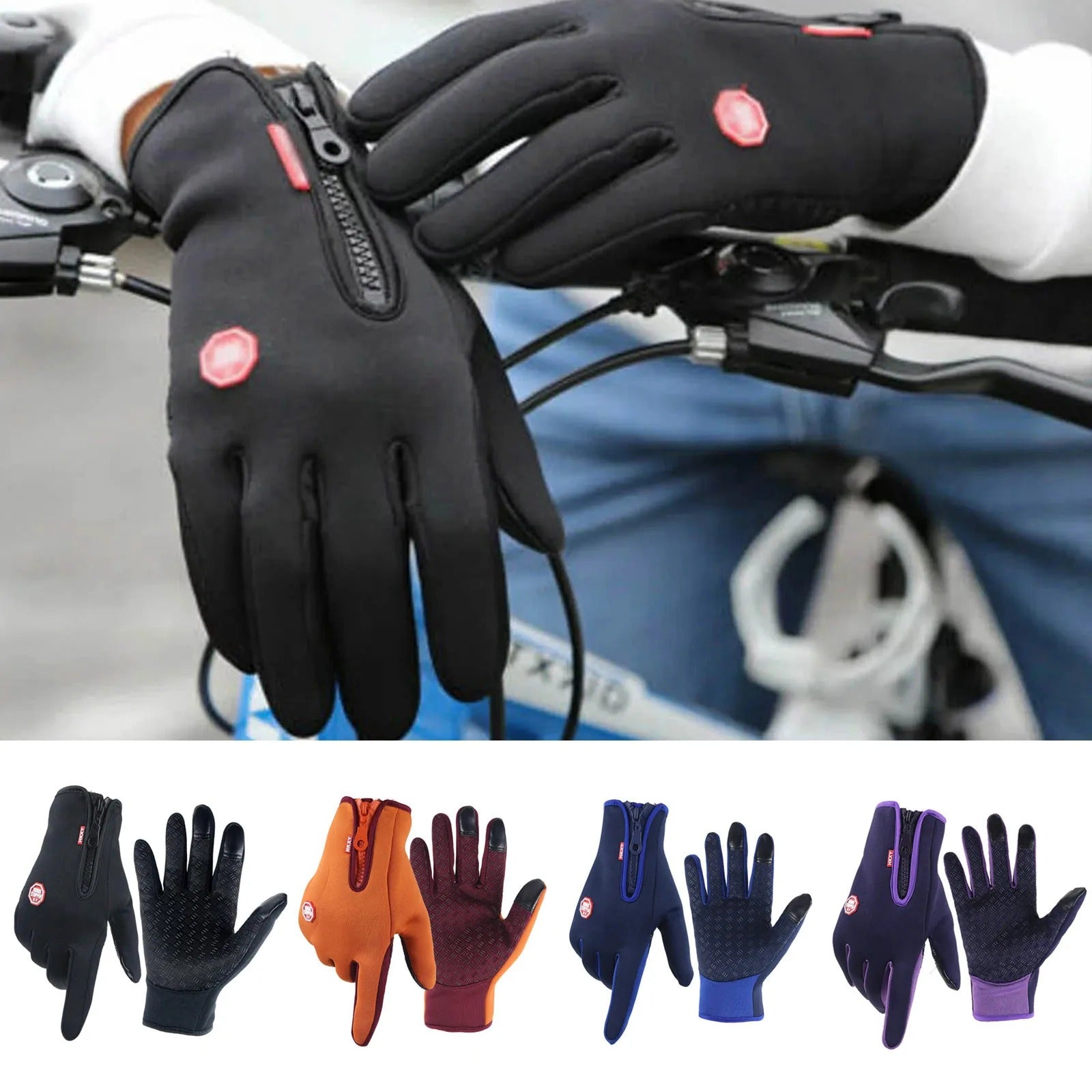 Gants de cyclisme à écran tactile antidérapants imperméables pour la randonnée à vélo