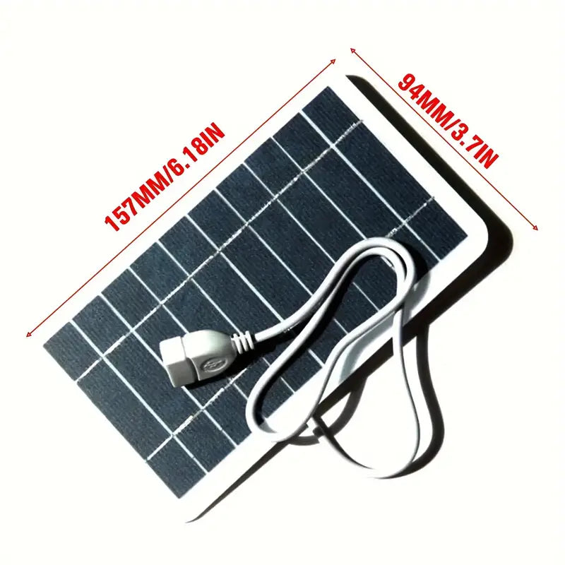 Chargeur Solaire Portable Étanche avec USB - 2W, Charge Sécurisée pour Power Banks & Téléphones