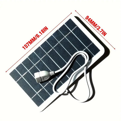 Chargeur Solaire Portable Étanche avec USB - 2W, Charge Sécurisée pour Power Banks & Téléphones
