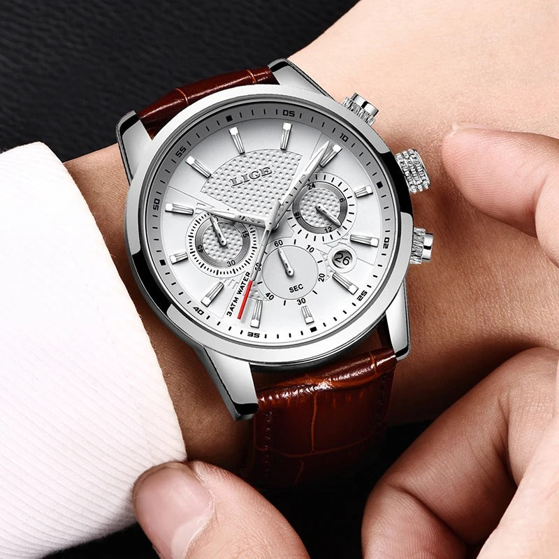 Montre Militaire de Mode LIGE 2023 pour Homme - Chronographe Quartz Sportif Étanche