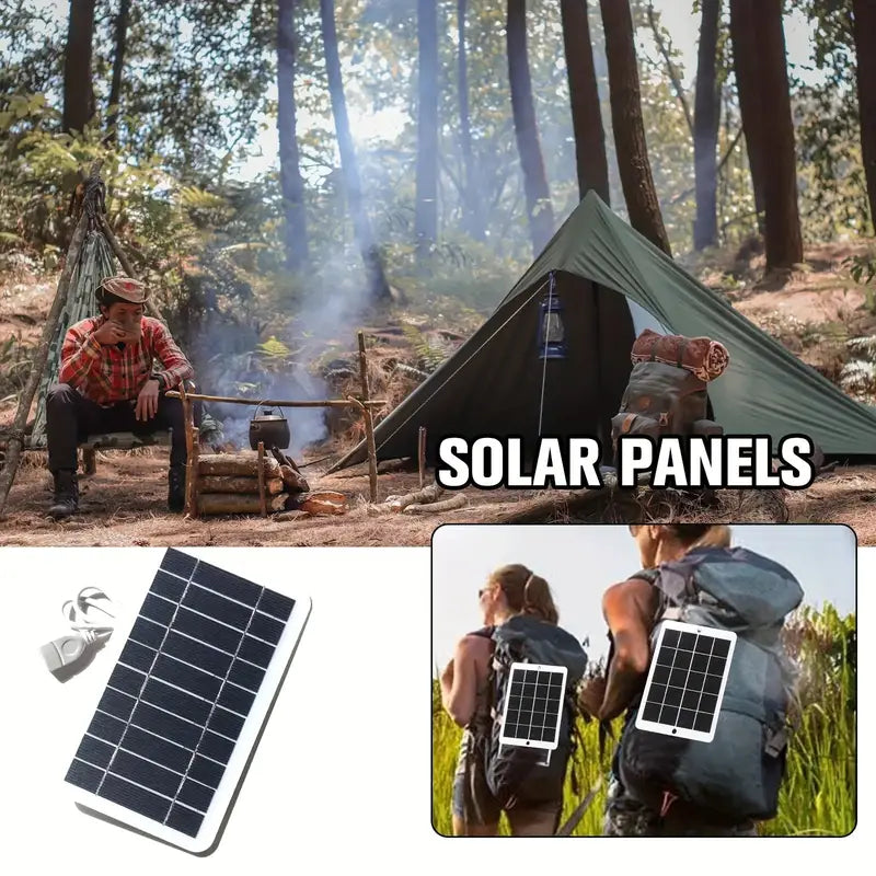 Chargeur Solaire Portable Étanche avec USB - 2W, Charge Sécurisée pour Power Banks & Téléphones