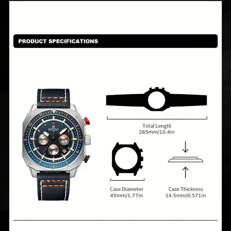montre à quartz multifonctionnelle pour homme NAVIFORCE