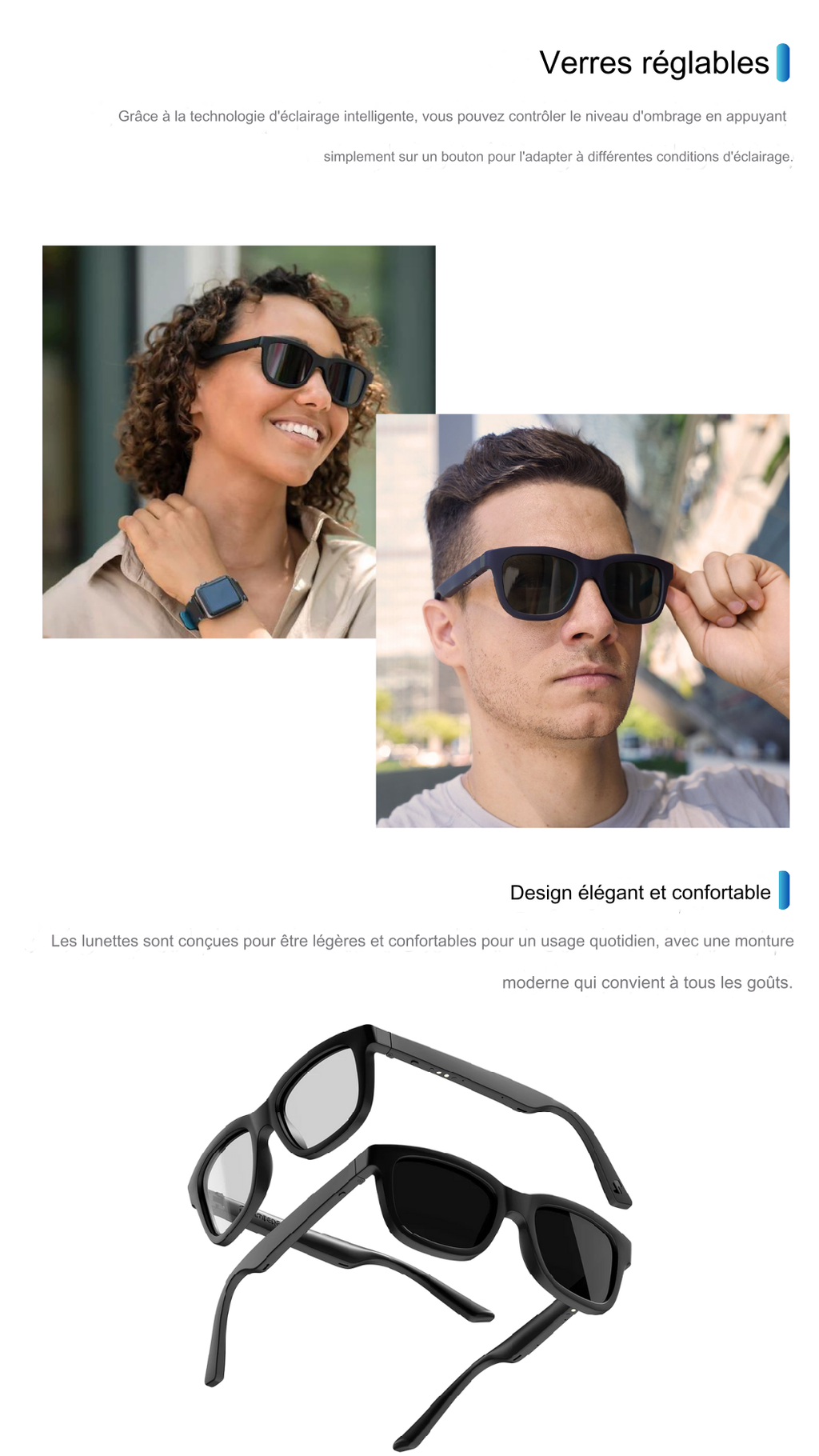 DUSK, des lunettes de soleil intelligentes électrochromiques.