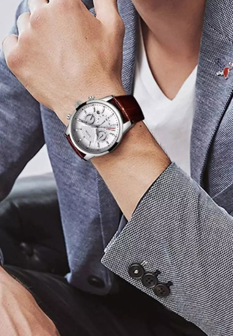 Montre chronographe à quartz en acier inoxydable LIGE