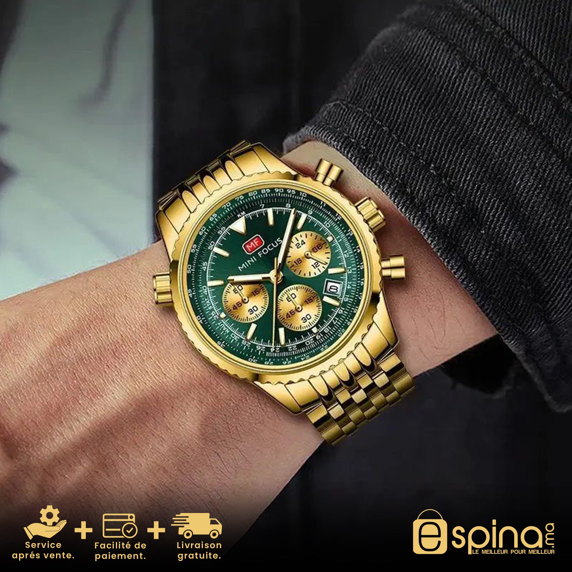 MINI FOCUS – montre à Quartz pour hommes, en acier inoxydable