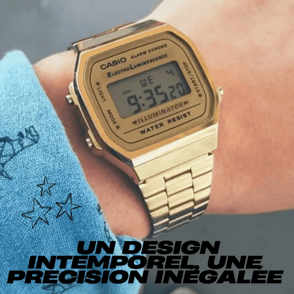 Élégance Vintage : Collier Rétro|Montre Casio Unisexe