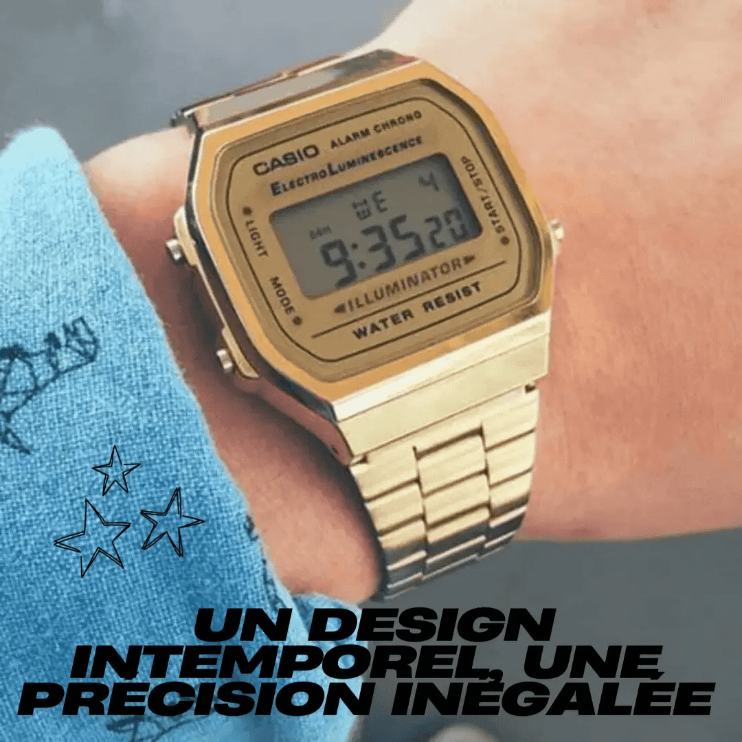 Élégance Vintage : Collier Rétro|Montre Casio Unisexe