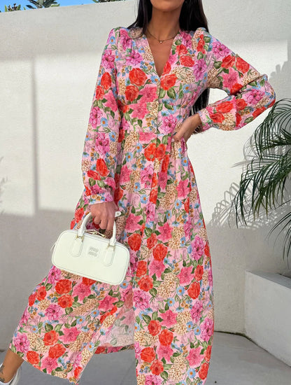 👗 robe décontractée à manches longues et col en V pour femme