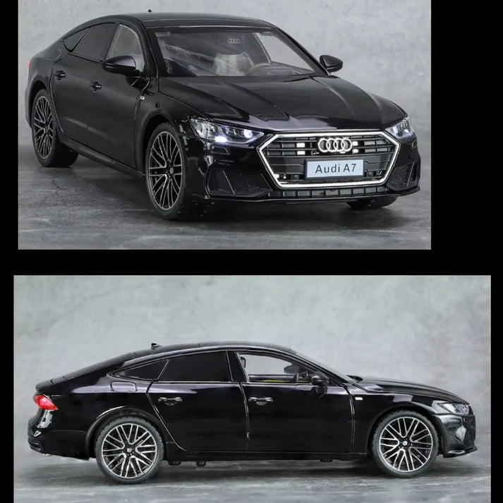 Modèle de voiture Audi A7 1:24, véhicule en alliage moulé sous pression, porte miniature avec son et lumière