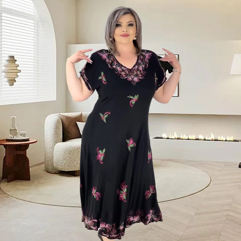 Robe Femme – Col V – Tissu Léger – Bleu Marine