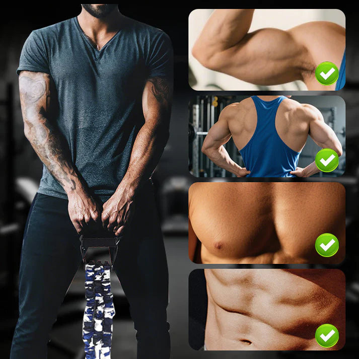 Bande de résistance en latex naturel à 3 voies - Étirements et musculation pour tout le corps