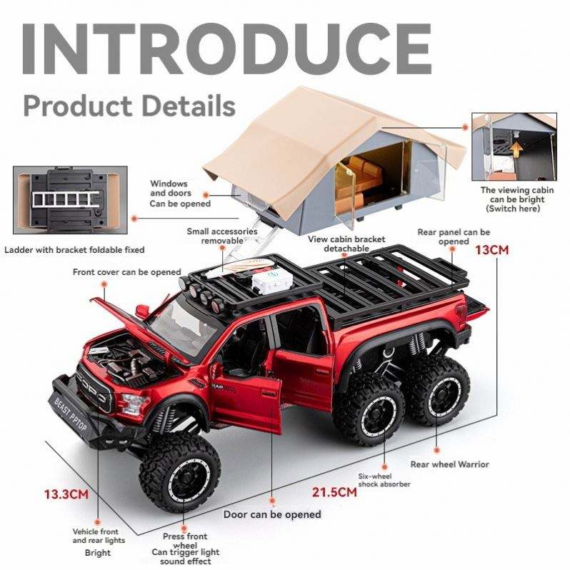 Raptor F150 modèle de voiture moulé sous pression en alliage