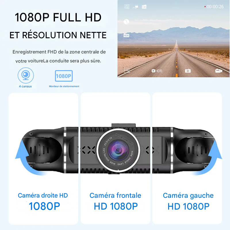 Enregistreur de voiture 4 canaux 1080P