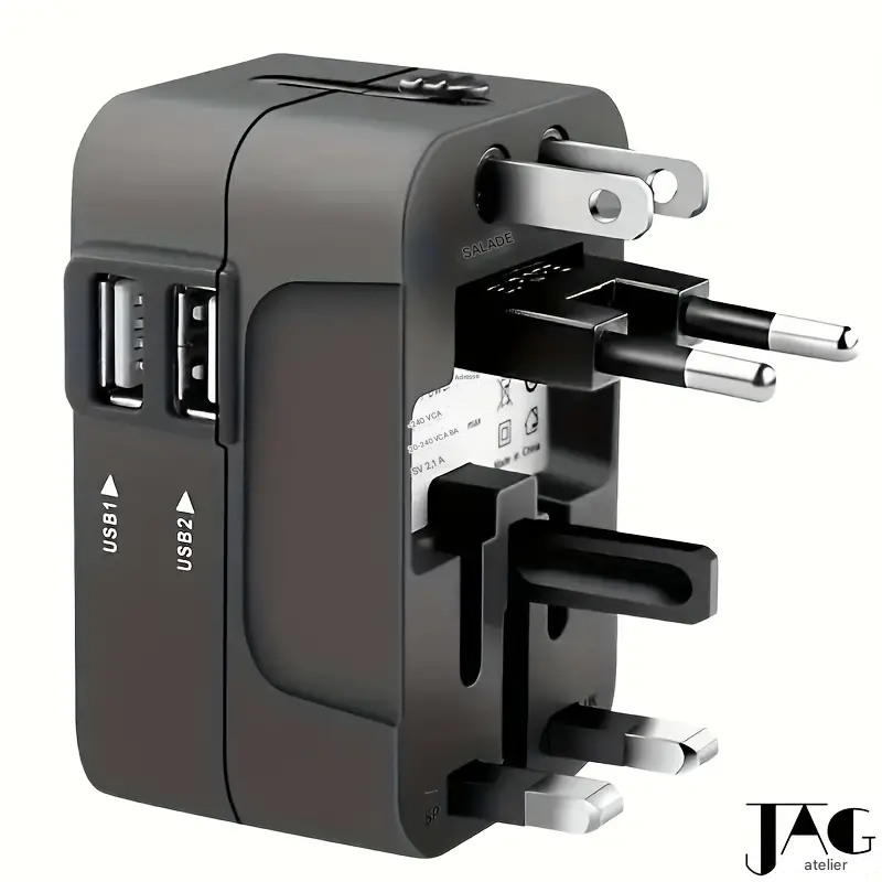 🔌Adaptateur de voyage universel certifié - Compatible avec USB et Type-C