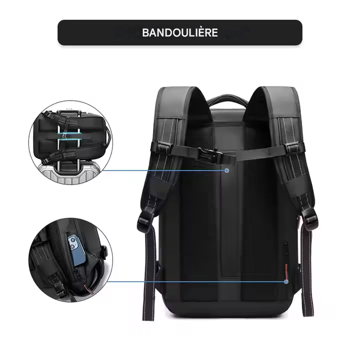 Sac à dos de voyage à compression sous vide pour homme