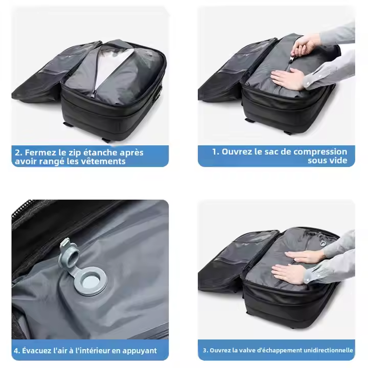 Sac à dos de voyage à compression sous vide pour homme