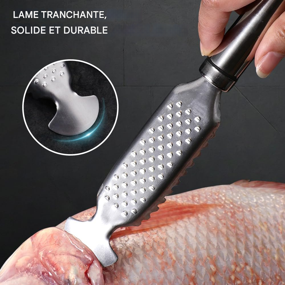 ✨Écailleur à poisson en acier inoxydable✨ ensembles 3 pièces