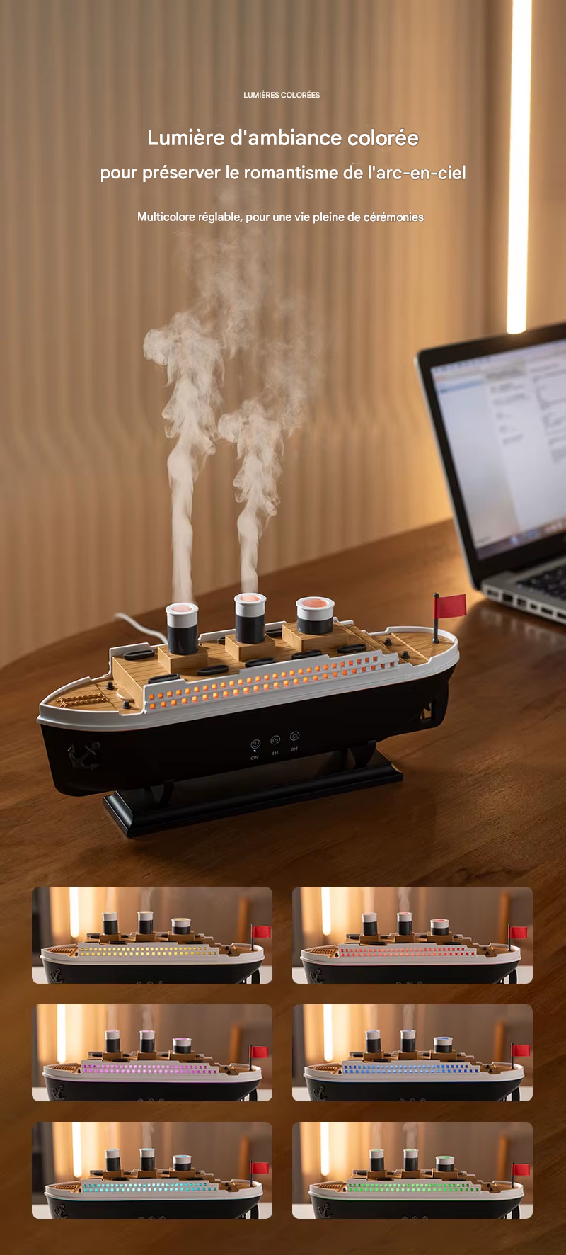 Titanic Humidificateur  – Brume Élégante, Ambiance Colorée