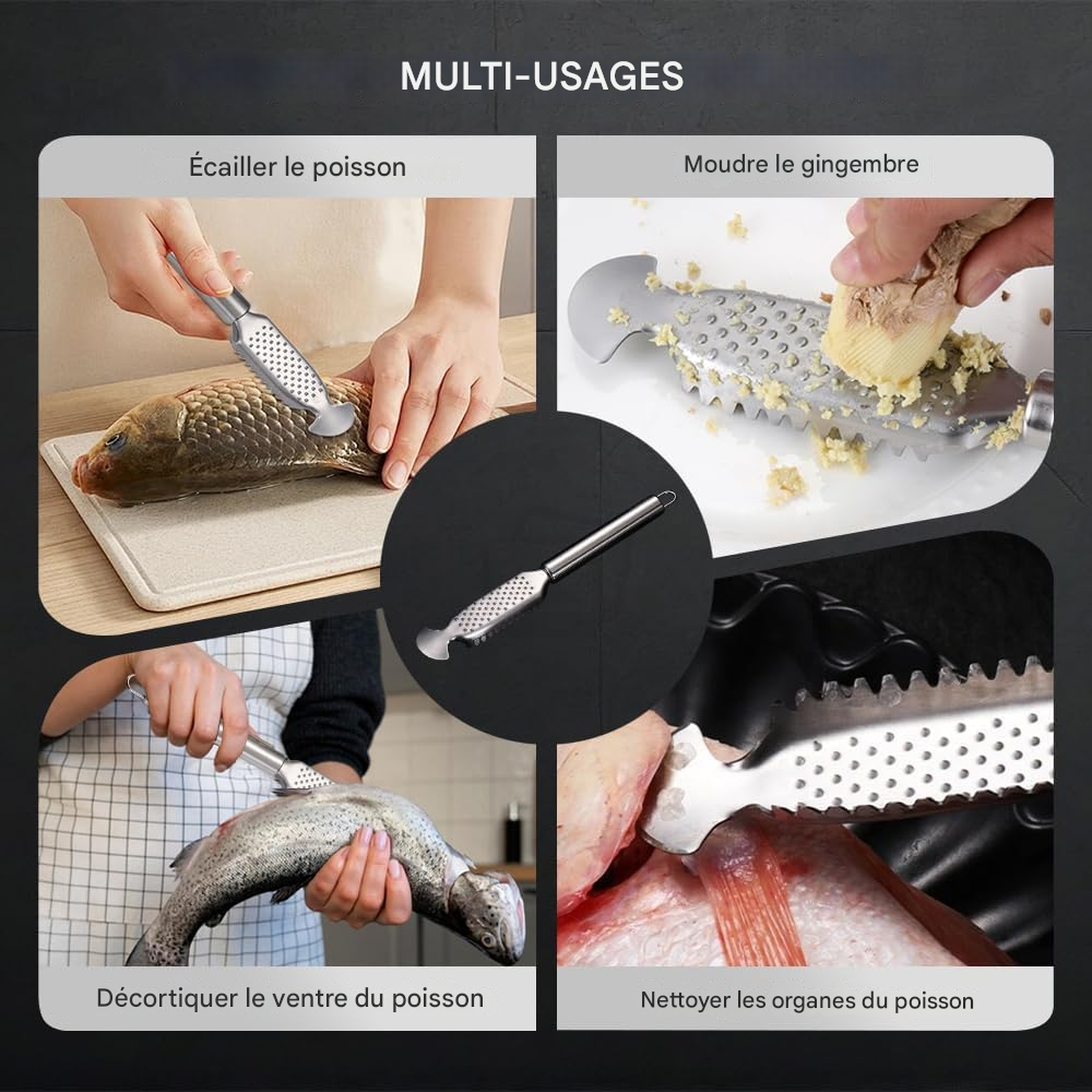 ✨Écailleur à poisson en acier inoxydable✨ ensembles 3 pièces