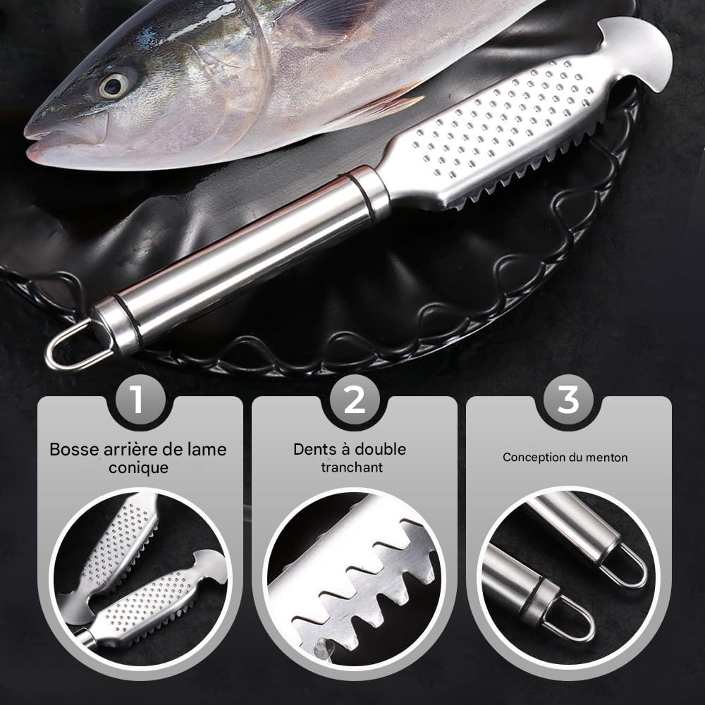 ✨Écailleur à poisson en acier inoxydable✨ ensembles 3 pièces