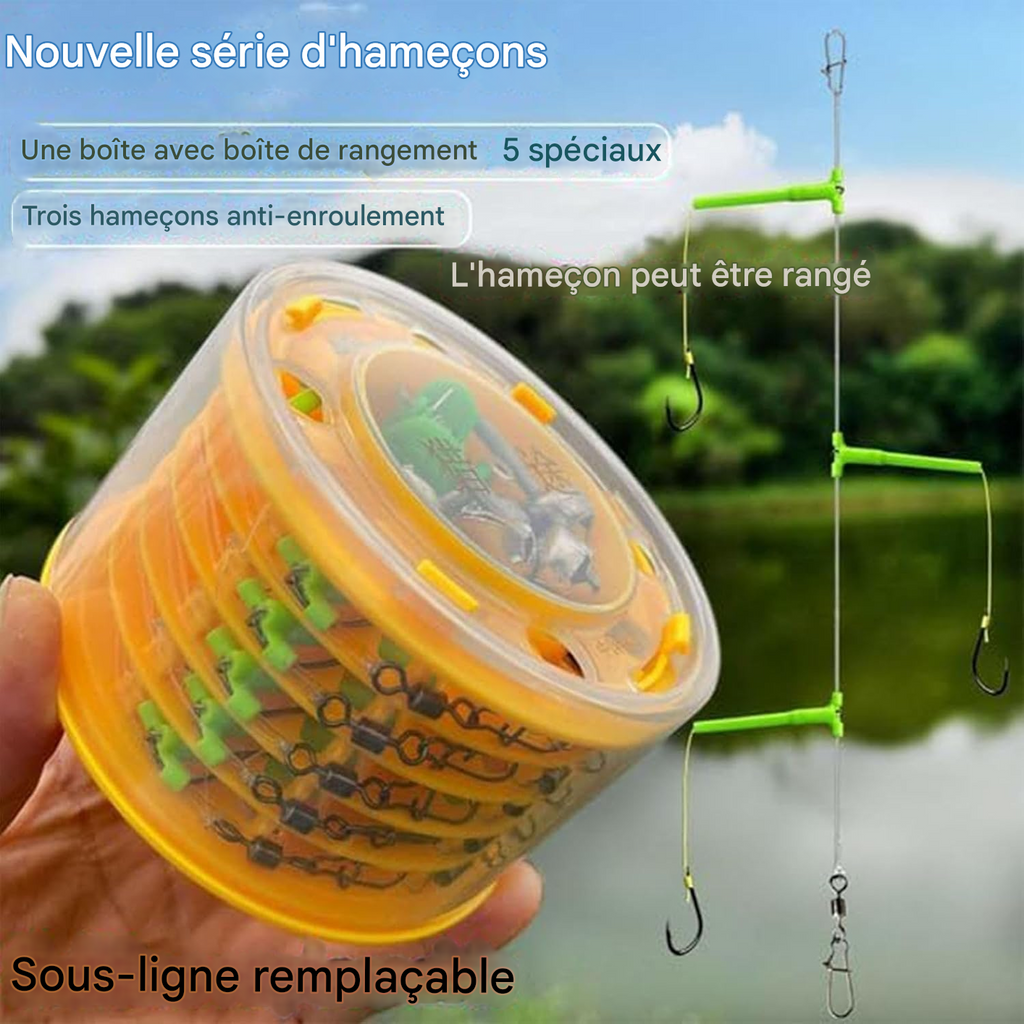 Boîte métallique anti-emmêlement pour hameçon et leurre de pêche